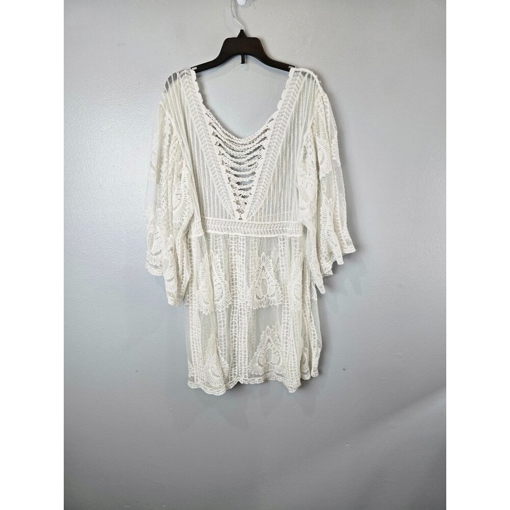 Cejon Dress Women's M White Crochet Swimsuit Cover Up Boho Hippie Festicval
